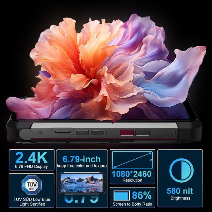 Unihertz 8849 SHARK, 24/256Gb, 15600мАч, 66W, 50/64NV/50Mp, два фонаря