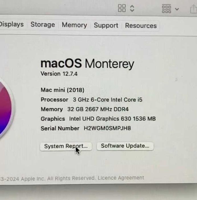 Apple Mac Mini A1993 (2018) i5 / 32Gb RAM / 500Gb SSD