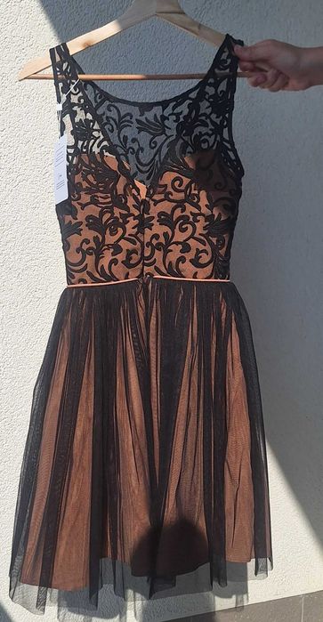 Sukienka czarno-beżowa 34 XS Boriva butik Lalala nowa