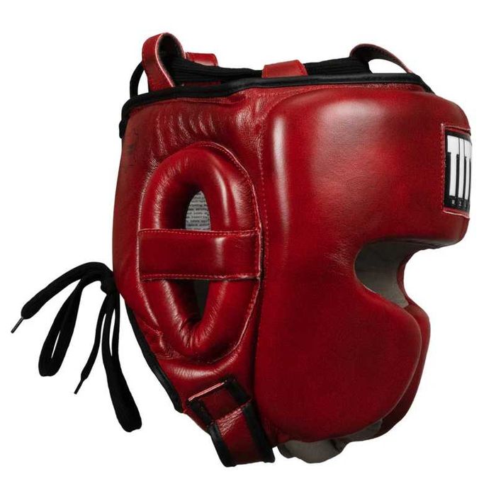Боксерський шолом TITLE Boxing Blood Red Leather Sparring Headgear