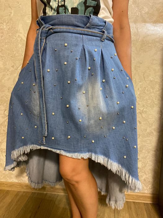 Джинсовая юбка миди