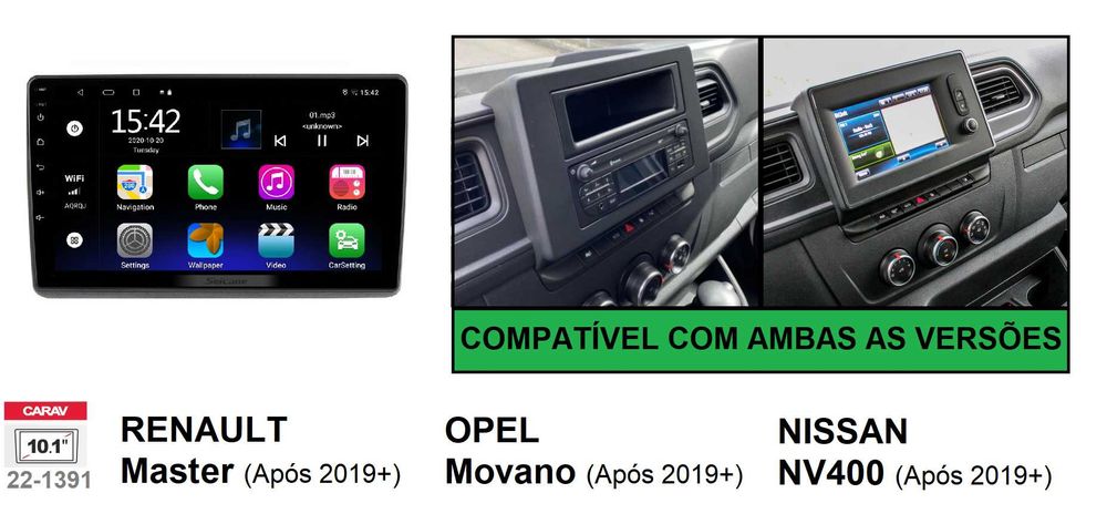 Rádio 2DIN • RENAULT Master • OPEL Movano • NISSAN NV400 • Android