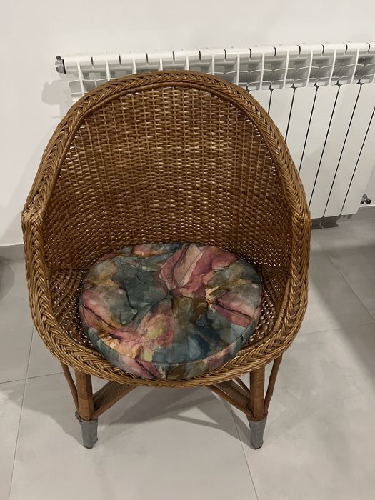 Cadeira palha com almofada