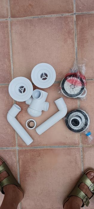 Válvula mais sifão duplo Jimten. Novo com embalagem