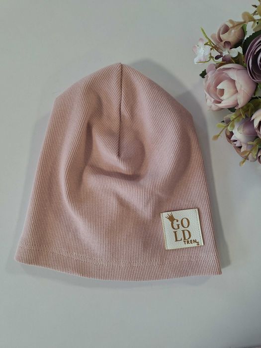 Komplet czapka + komin pudrowy róż 7+