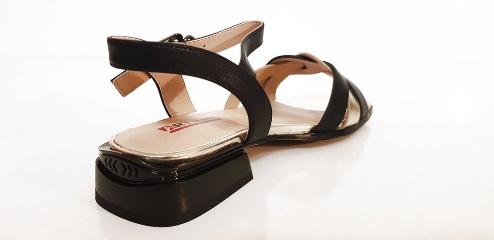 Sandały damskie Artiker skóra, czarno-złote, rozmiary 37,38,39,40,41