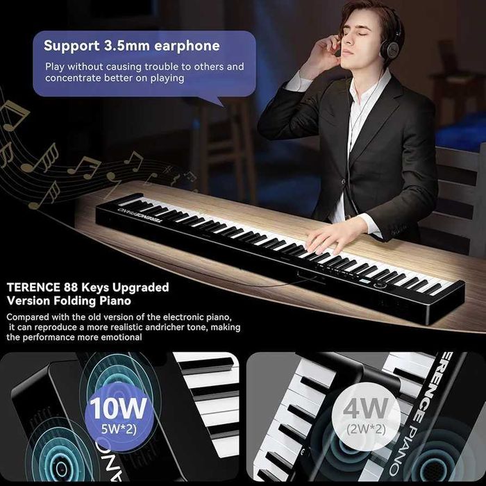 TERENCE Piano dobrável de 88 teclas