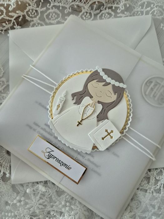 zaproszenia komunijne dla dziewczynki i chłopczyka