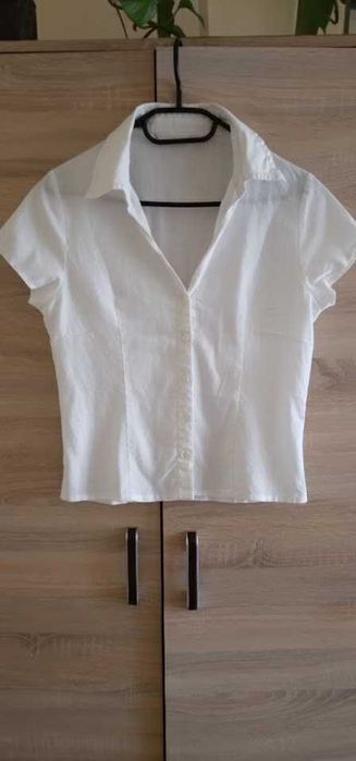 Biała, lniana bluzka Marks&Spencer