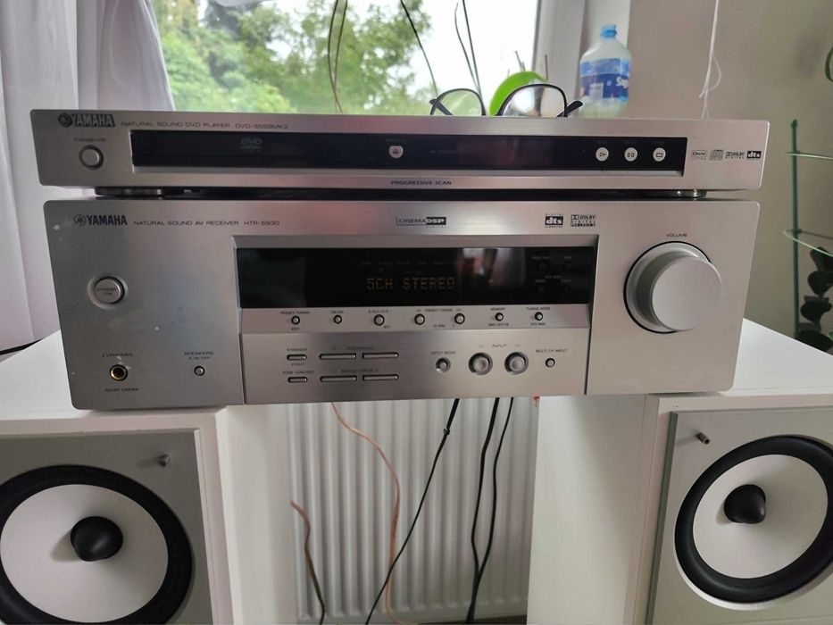 Kino domowe yamaha 2.1 subwoofer aktywny, kolumny amplituner