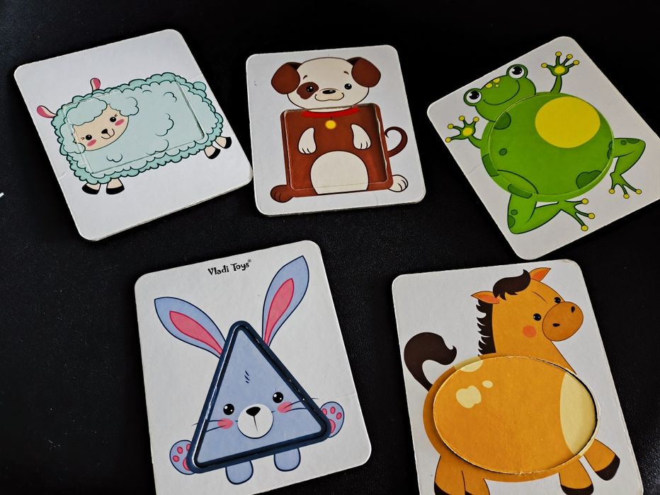 Карточки пазл картонные животные