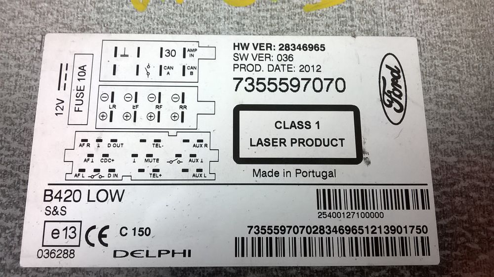 Rádio - 7355597070 / 28346965 - FORD KA (RU8)