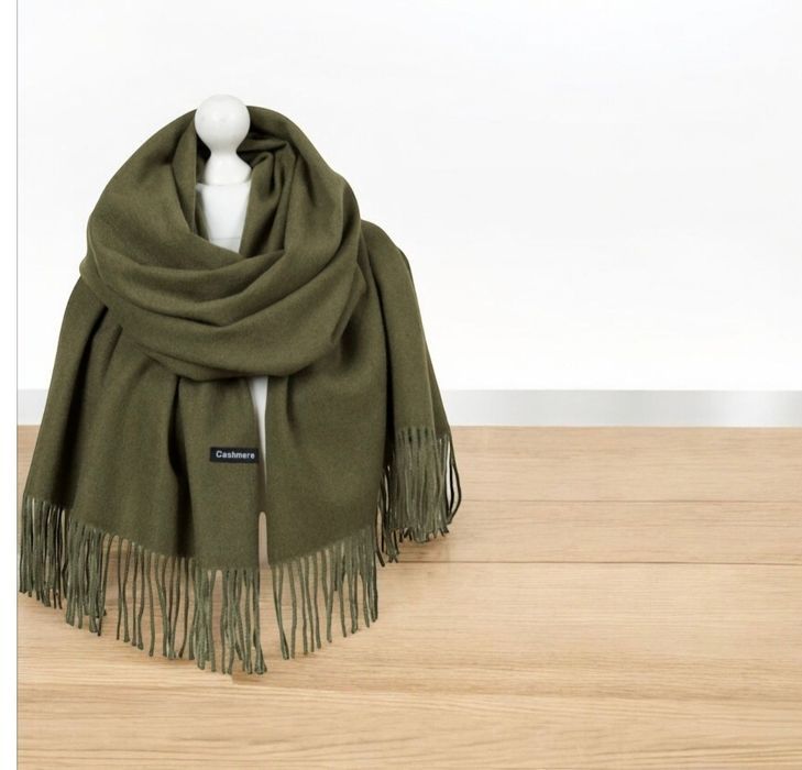 Nowy ciemnozielony damski szalik modny elegancki