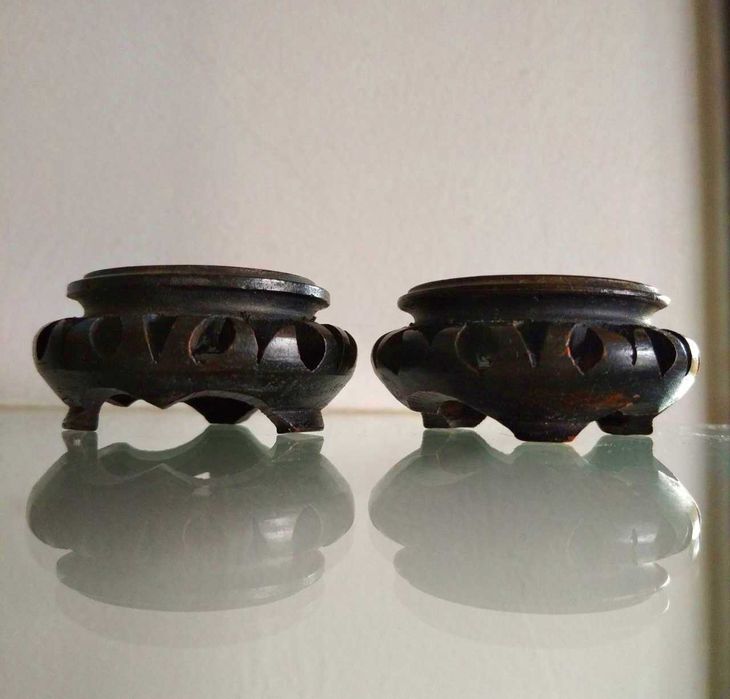 Подставки парные под Клуазоне вазы деревянные резные Китай 50-60х г.