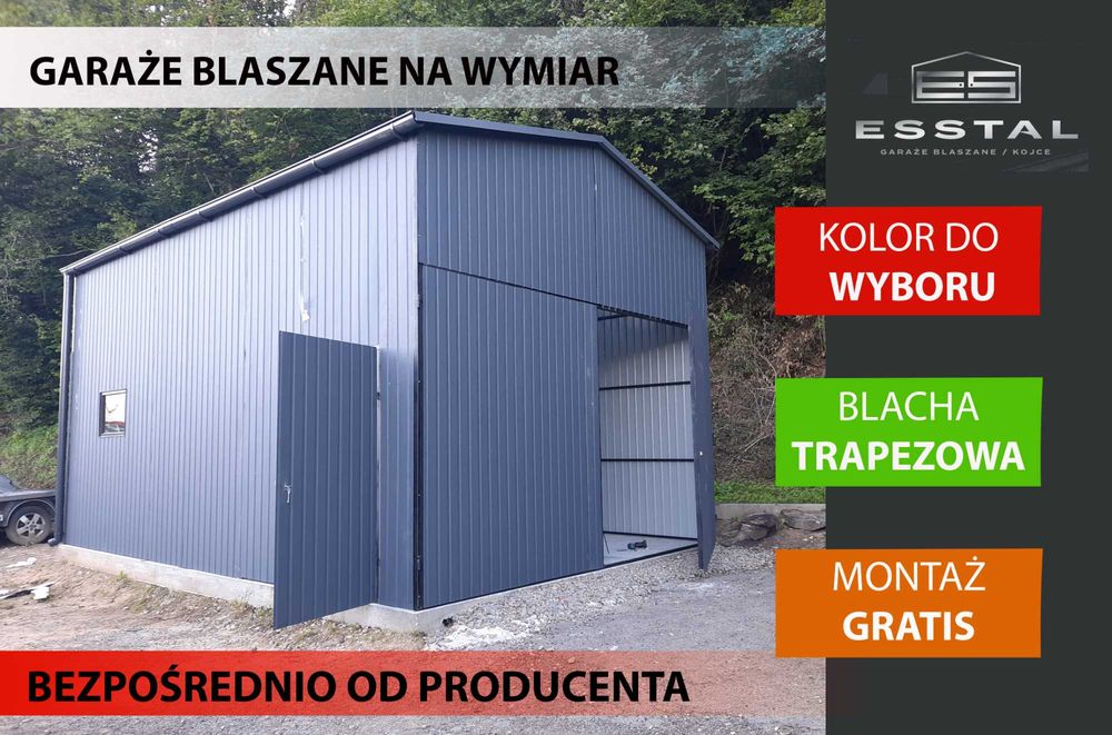 Garaż Blaszany - GARAŻE BLASZANE |MAGAZYN HALA |Wiaty ,Hale| - ESSTAL-