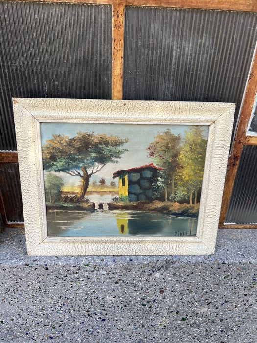 Pintura de paisagem fluvial