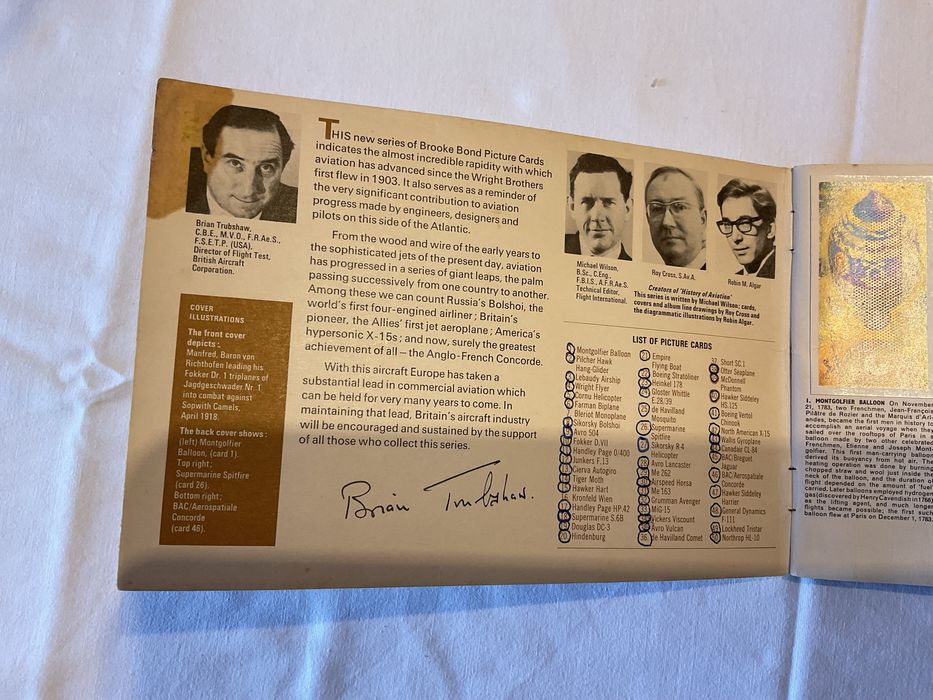 Caderneta de cromos inglesa, historia da aviacão