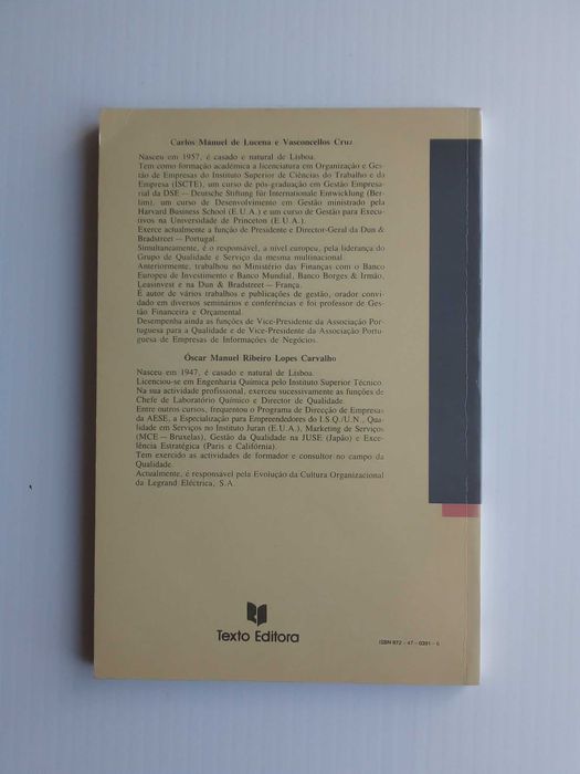 Livro "Qualidade - uma filosofia de gestão", de Carlos V. Cruz e Óscar