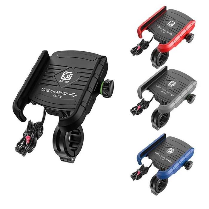 Suporte de Telemóvel para Moto com Carregador Rápido USB 3.0