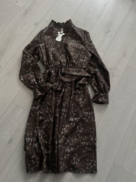 Шоколадна сукня міді 44р