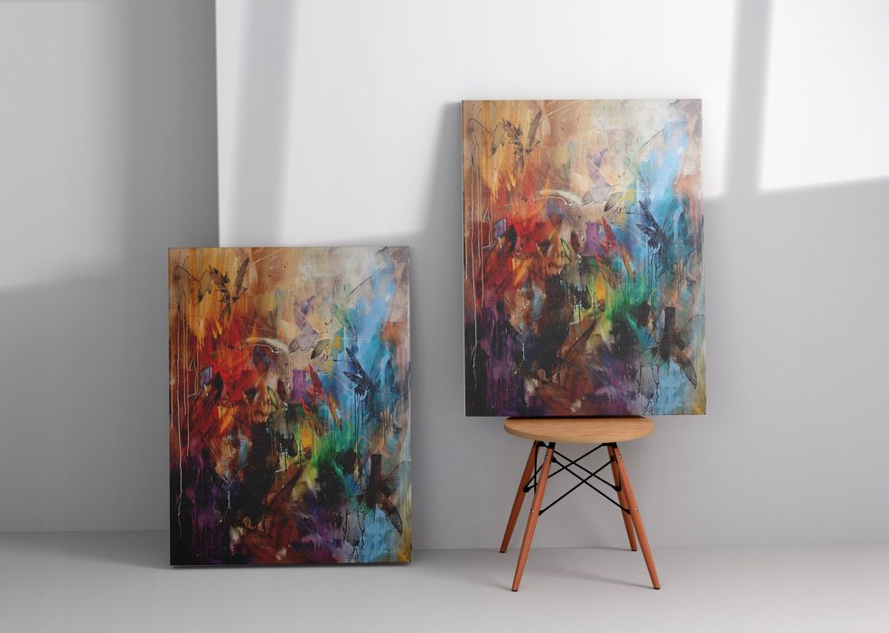 Obraz na płótnie "Abstrakcyjne Linie i Kolory" 75x100 cm