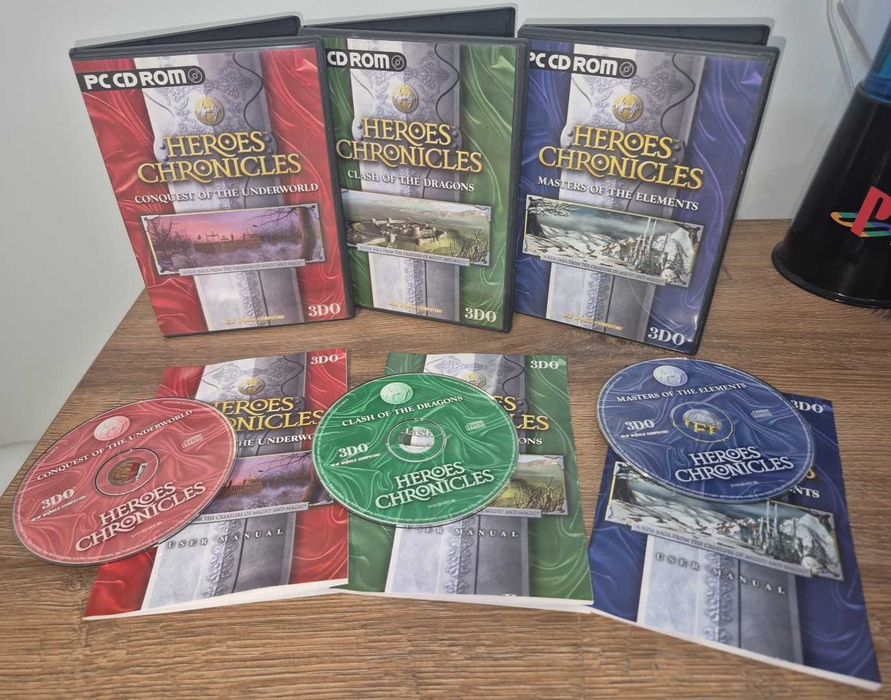 Heroes Chronicles Szarża Smoków + Podbój Podziemi + Władcy Żywiołów 3 GRY! - Komputer PC - BDB stan CIB Komplet
