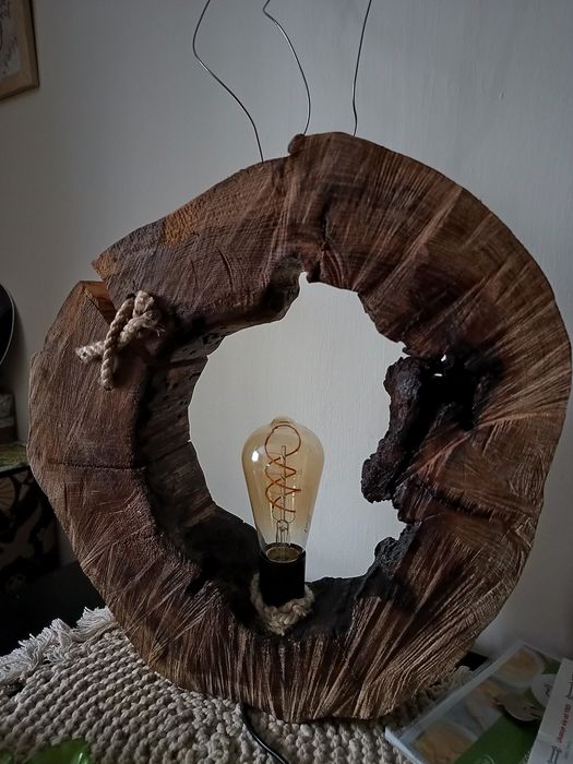 Lampa vintage dębowa