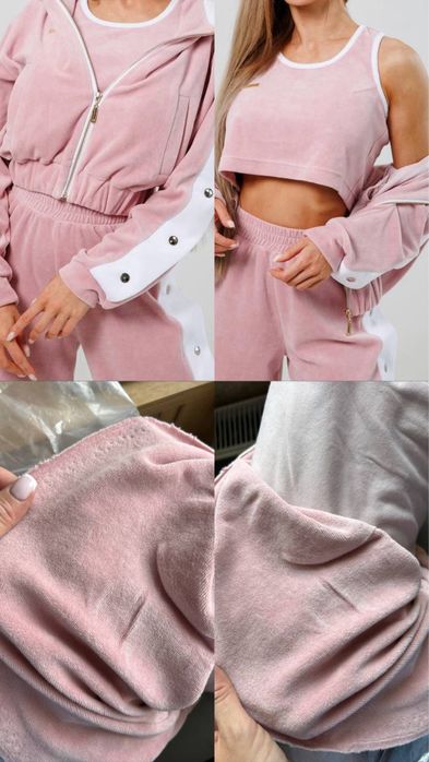 Бавовняний велюр, рештки тканини - рожевий, блакитний