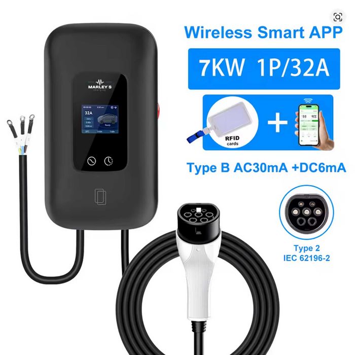 Wallbox Carregador Parede - 7 kw - 32 A - C/ WI-FI e Cartão RFID