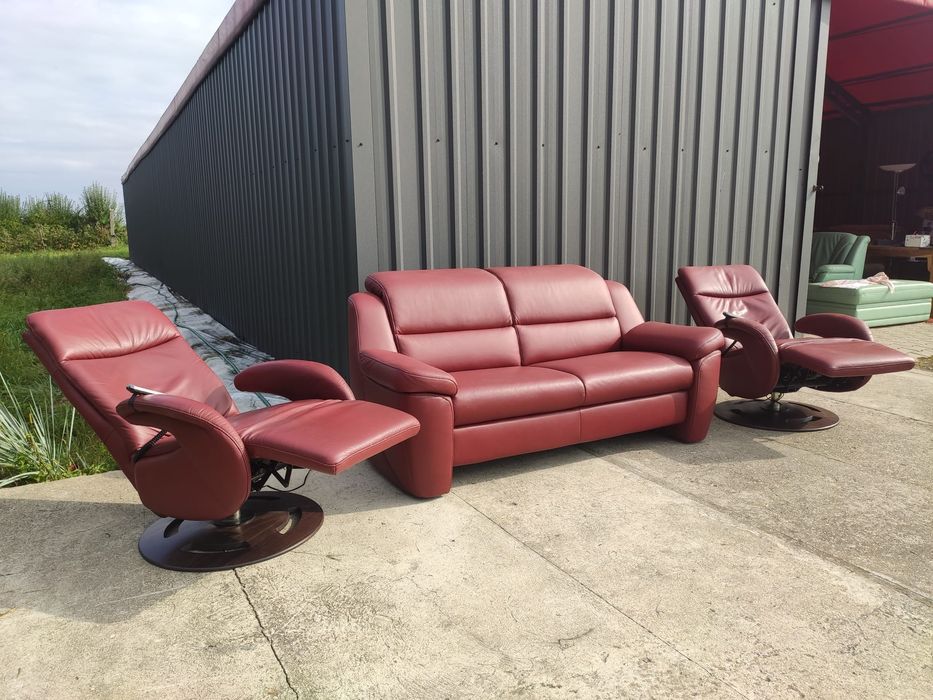 Skórzany zestaw wypoczynkowy sofa fotele RELAX. 100% skóra naturalna