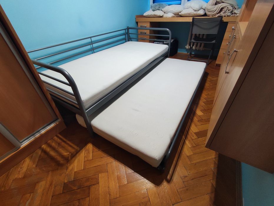 Łóżko podwójne wysuwane 90x200 metalowe