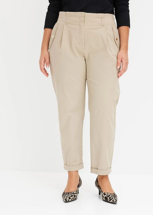 B.P.C beżowe spodnie 7/8 wysoki stan paperbag 36.