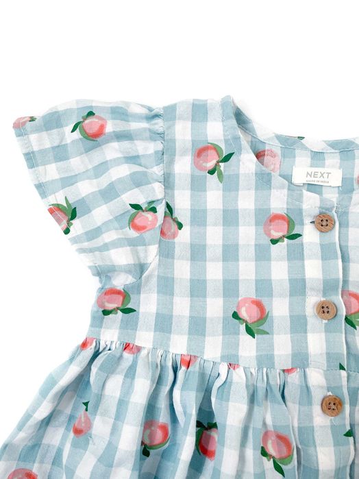 Сукня Next у клітинку з персиками, 12-18 міс, 86 см