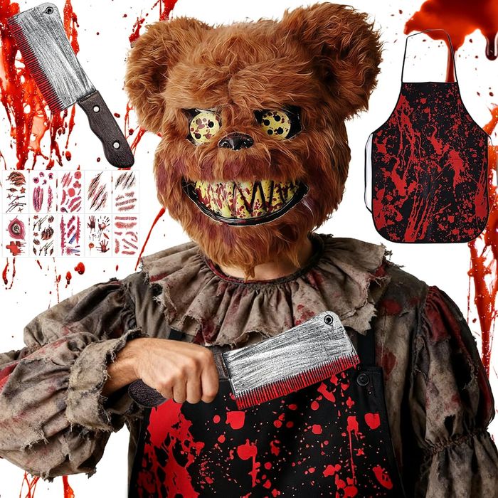 Kostium Straszny Miś Halloween - Maska pluszowa, uniwersalny