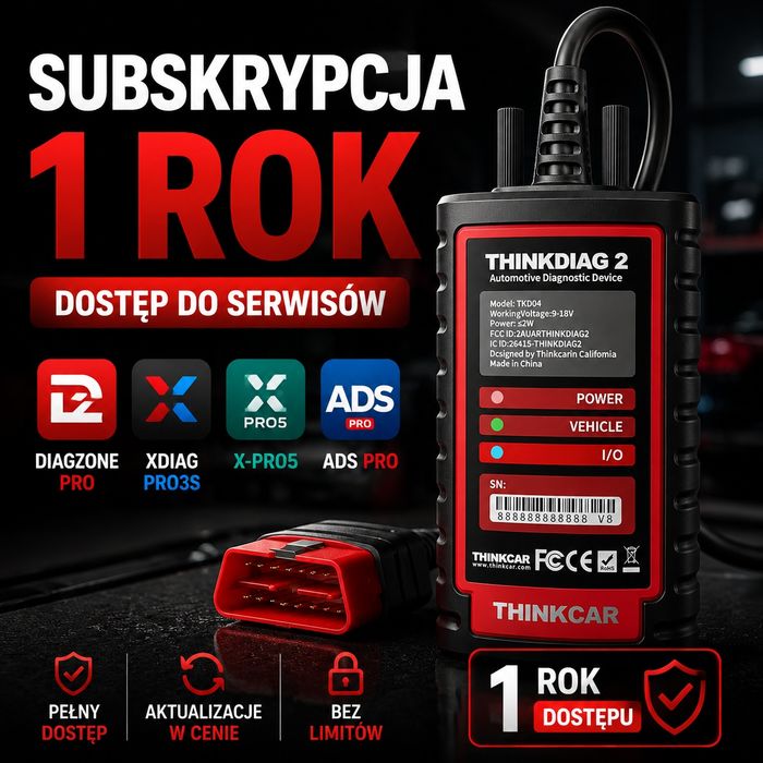 DIAGZONE XDIAG X-PRO5 LVS ADS Pro•1 ROK• DO Thinkcar Thinkdiag 2, Kingbolen EDIAG Plus • Aktualizacja Launch DBSCAR 7