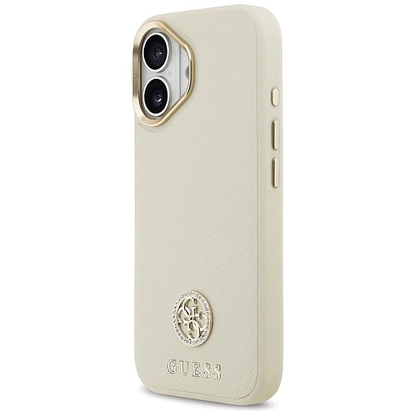 Etui Guess Grained Strass Logo MagSafe na iPhone 17 - beżowe