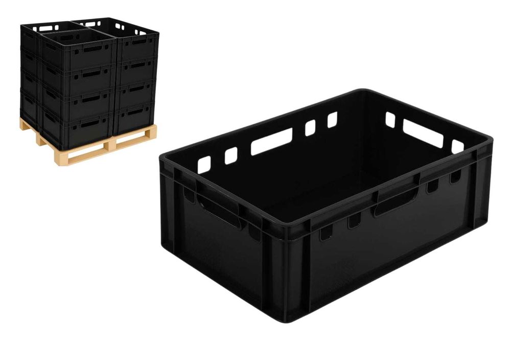 Skrzynka Euro E2 60x40x20 czarna do magazynowania części samochodowych