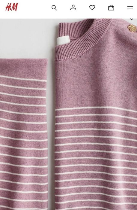Вязанный котоновый костюм H&M свитер hm светр юбка p.134 - 140 см