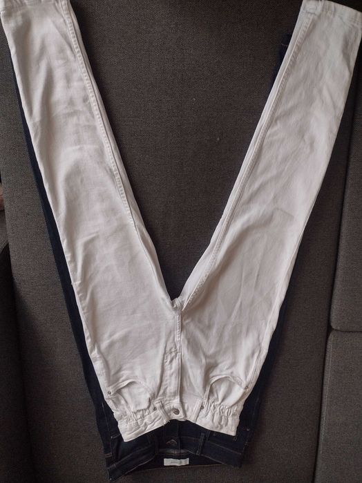 Promod Sinsay spodnie białe granatowe JEANSY SKINNY r. 32 34  XS r. 15