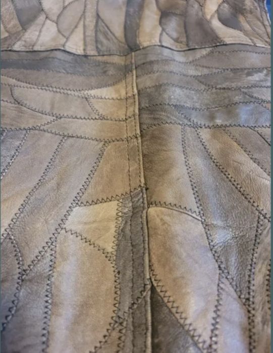 Męska kamizelka skóra naturalna, "Suchy Las", leather wear, patchworkowa