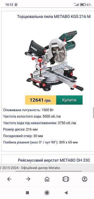 Пила торцювальна.