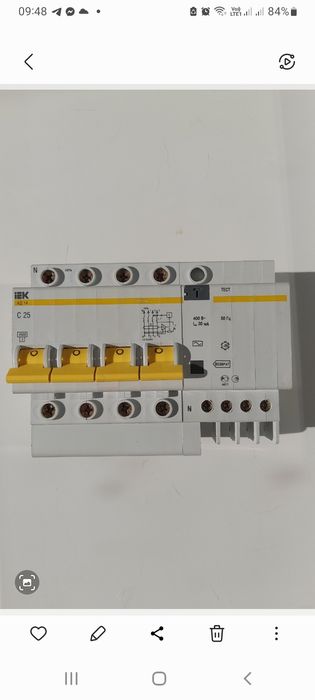 Дифференційний чотирьохполюсний автомат ІЕК АД14 С25