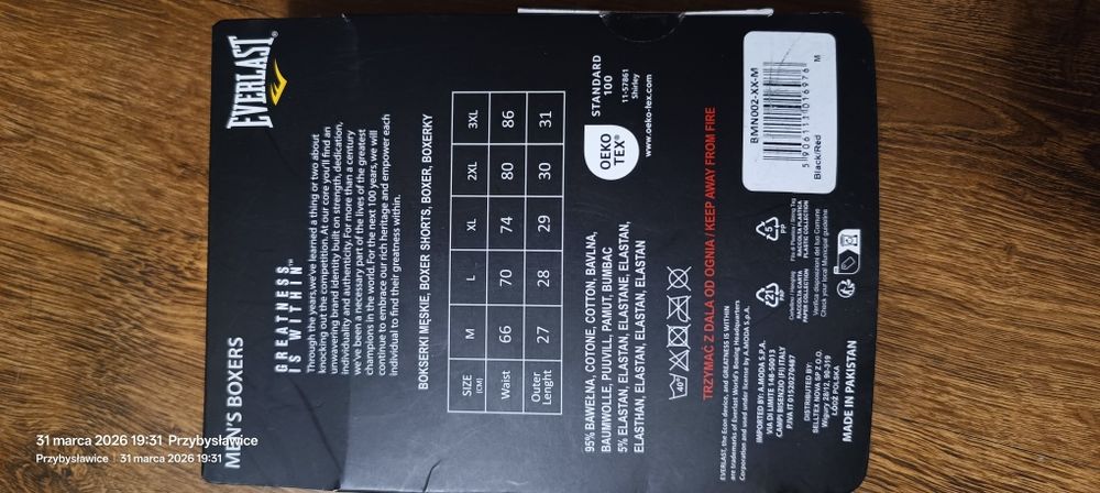 Bokserki męskie Everlast 2szt M