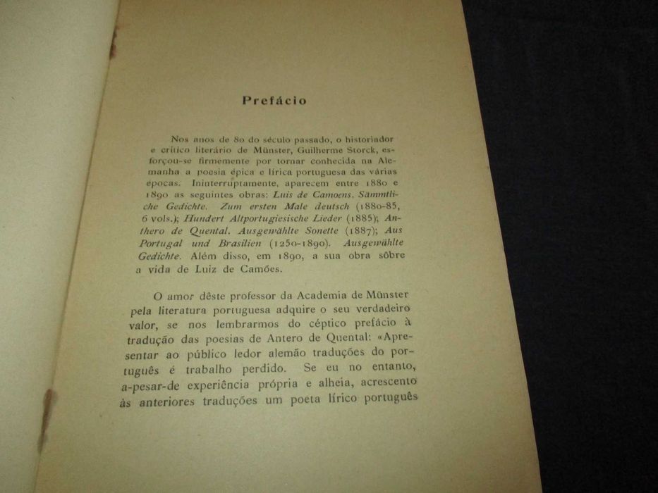 Livro Cartas Inéditas de Antero de Quental a Wilhelm Storck