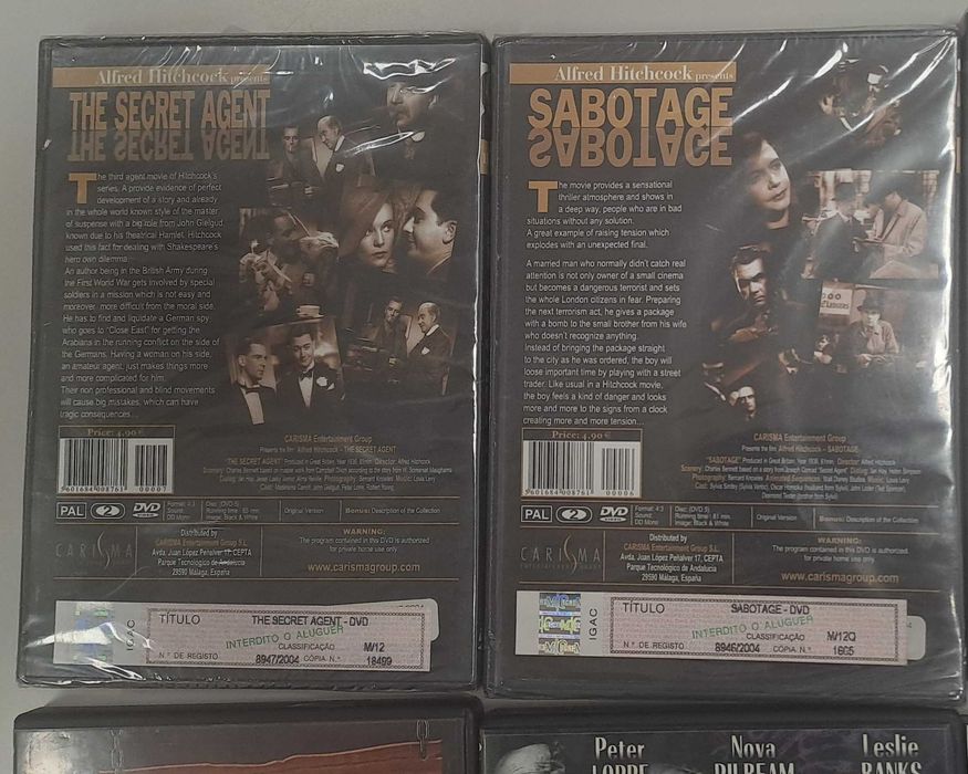 Pack com 6 Filmes do Alfred Hitchcock (Inclui o Filme os Passáros)