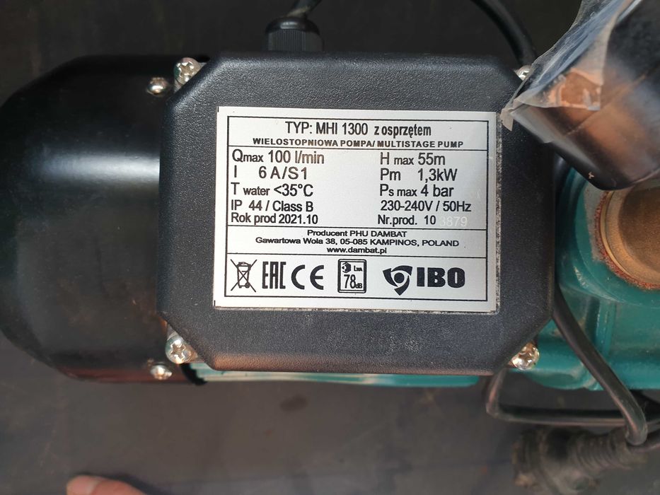 Zestaw pompa+hydrofor Mhi1300 ze zbiornikiem 100l