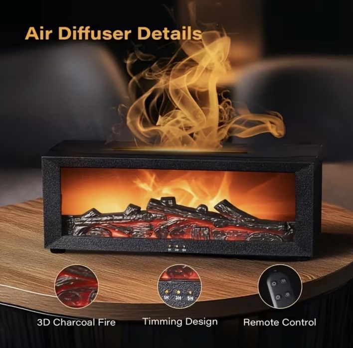 Зволожувач повітря у вигляді каміна з LED-підсвіткою.