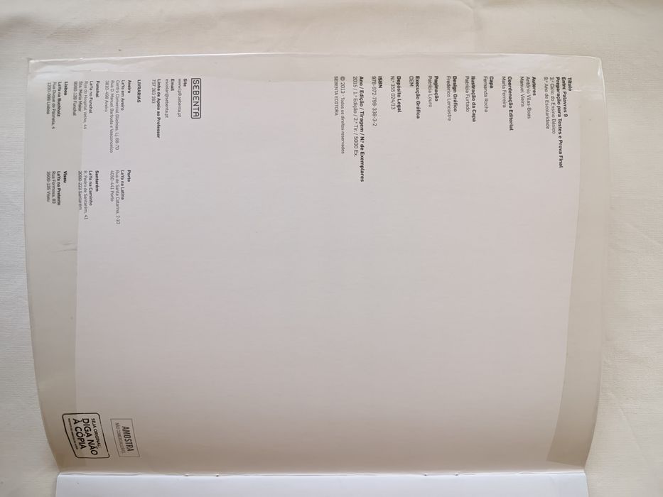 Português 9º - livro Preparação para Testes e Prova Final - "Entre Palavras 9"