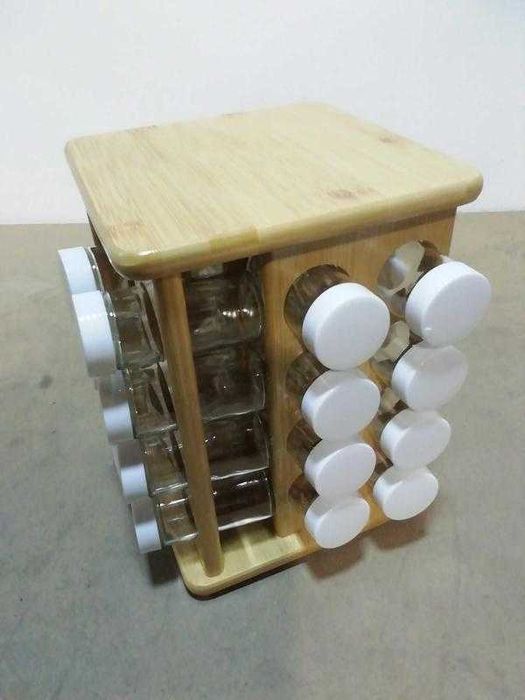 Relaxdays XXL Spice Carousel, giratório, 32 frascos de especiarias,