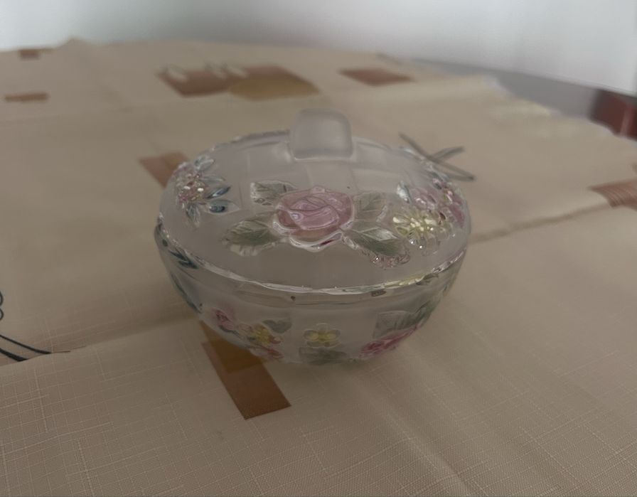 Bulé de chá + tigela para doces de cristal